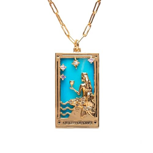 GKYQVE Rechteckige Anhänger Halskette Mystische Tarot Anhängerkette Für Diejenigen Die Ein Symbol Für Weisheit Und Rätsel Mode Tarotschmuck Suchen von GKYQVE