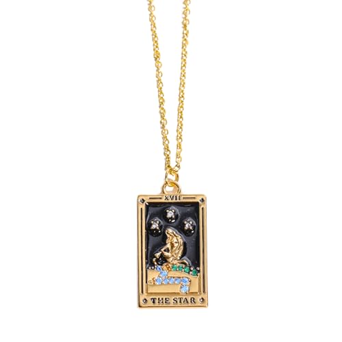 GKYQVE Rechteckige Anhänger Halskette Mystische Tarot Anhängerkette Für Diejenigen Die Ein Symbol Für Weisheit Und Rätsel Mode Tarotschmuck Suchen von GKYQVE