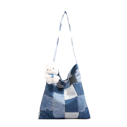 GKYQVE Retro Canvas Karierte Patchwork Umhängetasche Große Kapazität Arbeit Lässig Multifunktion Unterarm Handtasche Geldbörse Für Frauen Modische Arbeitstasche von GKYQVE