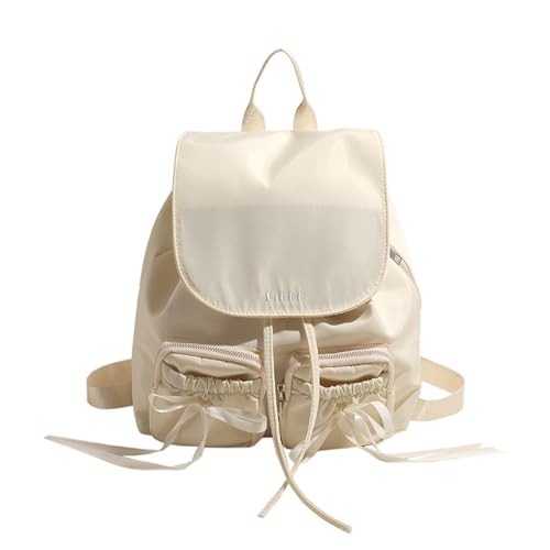 GKYQVE Schulmädchen Bowknot Große Kapazität Rucksack Doppelgeraute Taschen Bag Frauen Top Klappe Draw Knorder Schulter Weiblich von GKYQVE