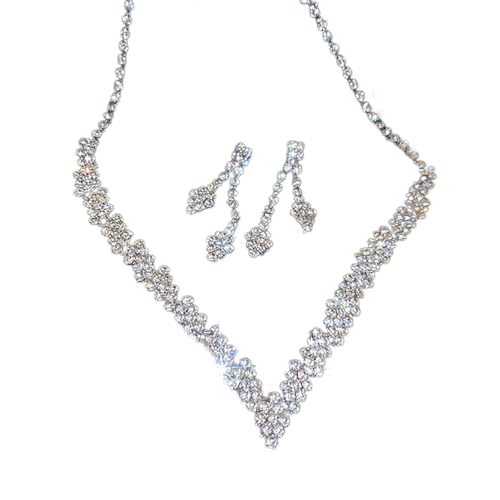 GKYQVE Sprudeln Zirkonsteinschmuck Für Frauen Exquisite Zirkonia Halskette Und Ohrringe Ornament Stylische Edelsteine ​​anspruchsvolle Frauen von GKYQVE