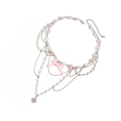 GKYQVE Stilvolle Bogenknoten Und Herzheize Halskette Faux Pearls Perlen Neckketten Verstellbare Länge Halsentwicklung Handgemachtes Juwelier Alltag GKYQVE Stilvolle Bogenknoten Und Herzheize Halskette Faux Pearls Perlen Neckketten Verstellbare Länge Halsentwicklung Handgemachtes Juwelier Alltag von GKYQVE