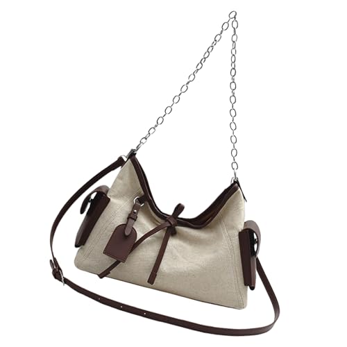 GKYQVE Stilvolle Große Kapazität Student Unterarm Geldbeutel Lässig Handtasche Baumwollwäsche Umhängetasche PU Leder Crossbody Taschen Frauen Handtasche von GKYQVE