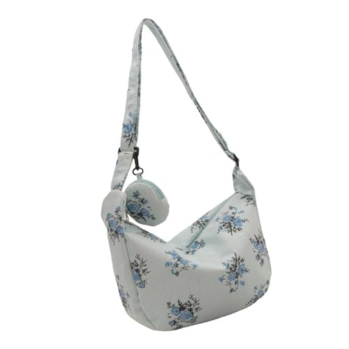 GKYQVE Stilvolle Mondform Canvas Crossbody Bag Blumenmuster Große Kapazitätsschulter Mit Münze Geldbörse Für Arbeiten Oder Reisen Mehrzweckeinkäufe von GKYQVE