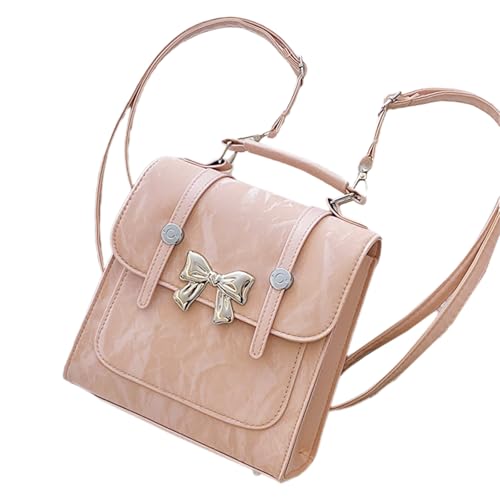 GKYQVE Student School Tasche Mode Rucksack Mit Bögen Einfache Tagespäckchen PU Leder Rucksack Für Mädchen Teens Pu Leder School Tasche Mode Mit Bögen Pack von GKYQVE