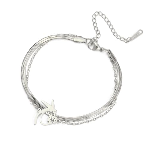 GKYQVE Trendy Metallarmband Kolibri Und Charme Handchain Verstellbare Kette Armband Styles Zubehör Doppelschichtkette GKYQVE Trendy Metallarmband Kolibri Und Charme Handchain Verstellbare Kette Armband Styles Zubehör Doppelschichtkette von GKYQVE