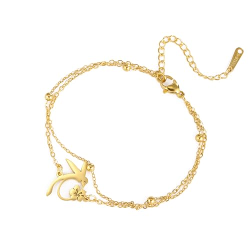 GKYQVE Trendy Metallarmband Kolibri Und Charme Handchain Verstellbare Kette Armband Styles Zubehör Doppelschichtkette von GKYQVE