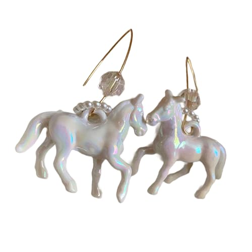 Harz Pferdhaken Ohrringe Für Frauen Stilvolle Tierische Ohrhänger Mit Perlen Modischen Ohrbedeckungsschmuck Für Party Kleidung Modeohrringe von GKYQVE