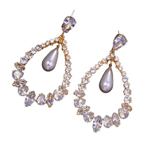 Luxuriöser Großer Wassertropfen CZ Steinohrringe Anspruchsvolle Frauen Dangle Ohrringe Accessoire Mit Elegantem Wasserabfall Goldton von GKYQVE