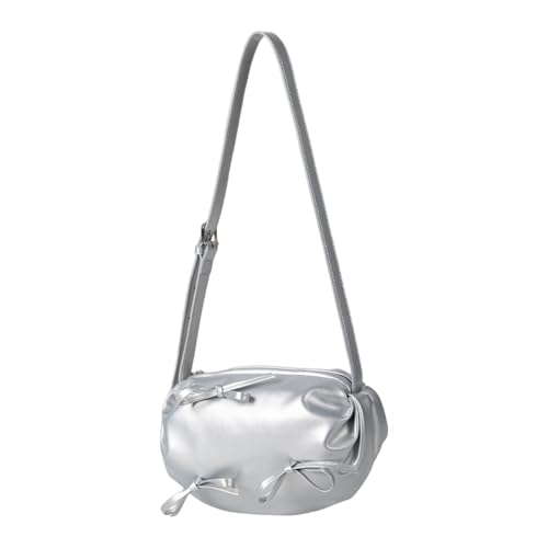 Mode Weiche PU Leder Umhängetasche Mit Bogenknoten Solid Color Reißverschluss Falten Crossbody Geldbörse Für Stilvolle Frauen Feste Farbe Crossbody von GKYQVE