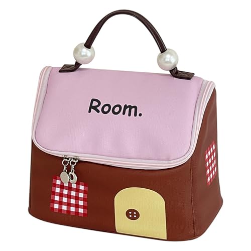 GKYQVE Praktische Hausförmige Make Up Tasche Für Frauen Große Kapazität Toilettenartikel Kosmetische Beutel Mit Griffigem Speicher Stilvoller Make Up Beutel Für Frauen von GKYQVE