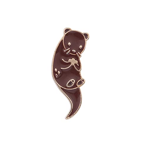 Schöne Seeotter umarmende Eisblock-Brosche, Cartoon-Otter, Händeabzeichen, modische Anstecknadeln, Schmuck von GKYQVE