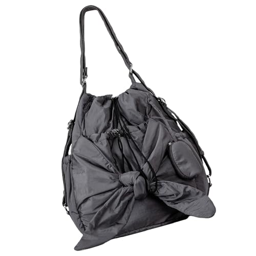 Stilvolle Nylon Eimer Handtasche Mit Kordelkordel Und Crossbody Riemen Für Frauen Bowknot Rucksack Großer Kapazitäts Umhängetasche Mehrere Taschenhandtasche von GKYQVE