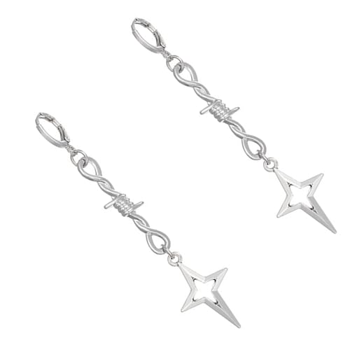 Stilvoller Gotischer Schmuck Crucifix Star Drop Ohrringe Nähen Nietohrschnüre Kantige Spikes Elegantes Accessoire Gothic Star von GKYQVE