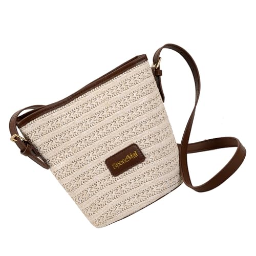 Stroh Gewebter Eimer Taschen Crossbody Geldbörse Für Frauen Trendige Umhängetaschen Clutches Geldtasche Casual Beach Geschenke Stroh Eimer Gewebt Crossbody Taschen von GKYQVE
