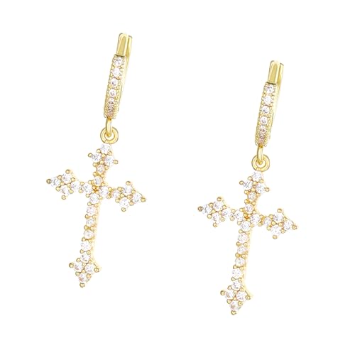 Zöderne Kreuze Reifenohrringe Mit Kubischen Zirkonia Fangkreuzen Kreuze Reifen Ohrringe Mit Zirkonakzent Für Tägliche Verschleißverschluss Reifen von GKYQVE