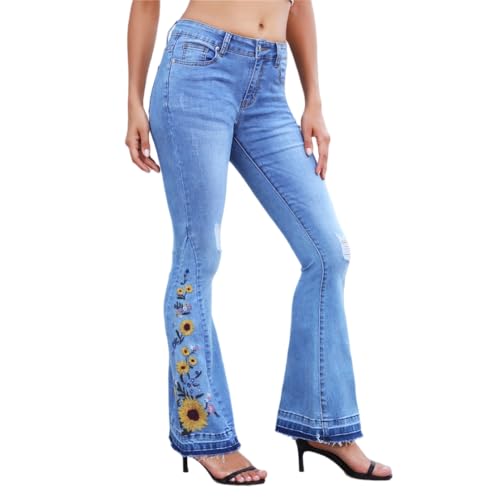 GKZA Lockere Hosen Damen Bootcut Jeans Damen Hosen Damen High Waist Baggy Hosen Cargo Jeans Damen Schlaghose Damen Jeans Baggy Jeans Damen Y2K Lockere Hosen Damen Weiße Jeans Damen High Waist von GKZA