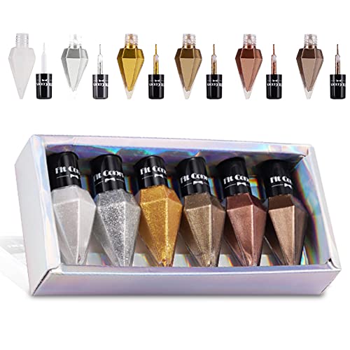 6 Farben Flüssiges Glitzer-Lidschatten-Set, Metallic-Glitzer-Schimmer-Eyeliner-Diamant Smokey Eye-Looks Wasserdichtes, langlebiges, schnell trocknendes, funkelndes Lidschatten Kit (Set 01) von GL-Turelifes