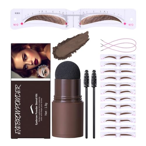 Augenbrauen Schablone Set, Augenbrauen Stempel Pulver Kit mit 12 Augenbrauen Form Brauen Schablonen, 2 elastische Schnur &2 Braue Pinsel, Augenbrauen Stempel Kit Langanhaltender (#1 Blonde) von GL-Turelifes