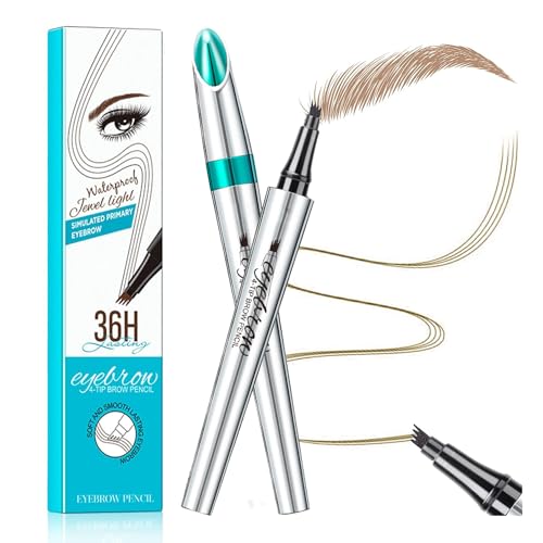 Augenbrauenstift mit 4 Spitze Micro Kopf, Flüssiger Augenbrauen Microblading Stift, Augenbrauenstift Micro 4 Punkt Brauenstift Langanhaltend Wasserdicht Natürliche Augenbrauen Make-up (#1 Hellbraun) von GL-Turelifes