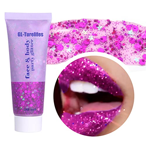 Chunky Glitter Gel Glitter Body Gel Festival Glitter Kosmetik Gesicht Haare Nägel Make-up Meerjungfrau Pailletten Flüssiger Lidschatten Langanhaltend funkelnd von GL-Turelifes