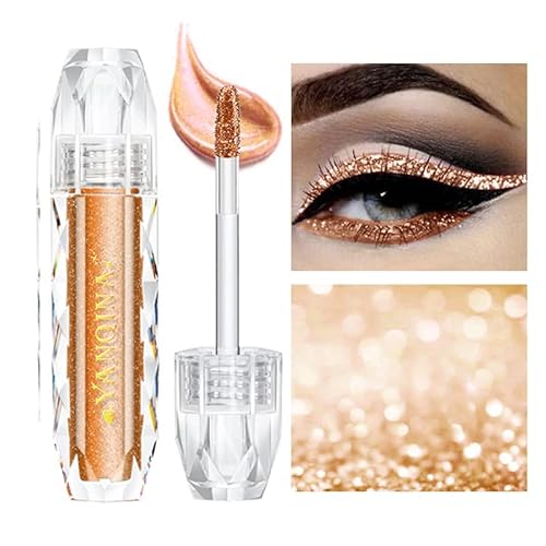 GL-Turelifes Flüssiger Glitzer-Lidschatten Glänzender Diamant-Eyeliner-Stift Schimmer-Lidschatten Langanhaltende wasserdichte Metallic-Pigmente Funkelndes Schimmer-Augen-Make-up (#04) von GL-Turelifes