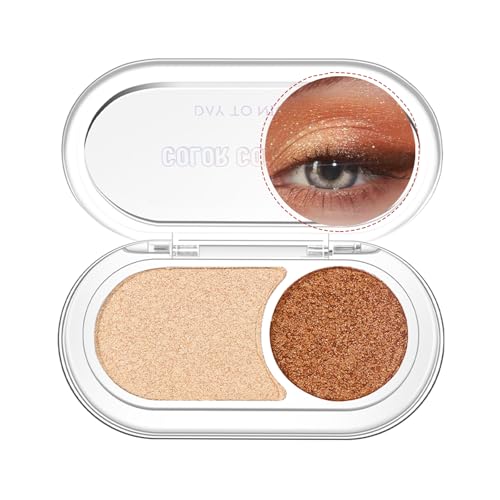 GL-Turelifes Holographic Double Glitter Eyeshadow Palette, Pearl Color Metallic Shimmer Eyeshadow, Funkle Innere Ecke Auge Highlighter, cremige Mini-Augenschan Iridescent Fairy Make-up (01 Braun) von GL-Turelifes