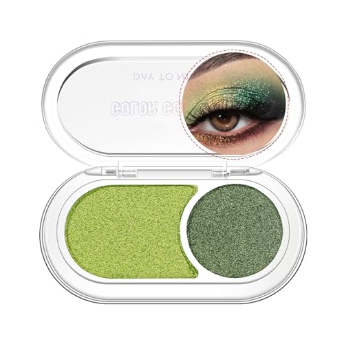 GL-Turelifes Holographic Double Glitter Eyeshadow Palette, Pearl Color Metallic Shimmer Eyeshadow, Funkle Innere Ecke Auge Highlighter, cremige Mini-Augenschan Iridescent Fairy Make-up (02 Grün) von GL-Turelifes