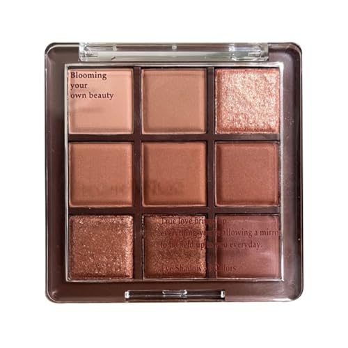 GL-Turelifes Lidschatten-Palette in 9 Farben, matt und perlschwarz, Smoky Lidschatten, Make-up, silberner Glitzer, grauer Lidschatten mit Spiegel, wasserdicht (Schokolade) von GL-Turelifes