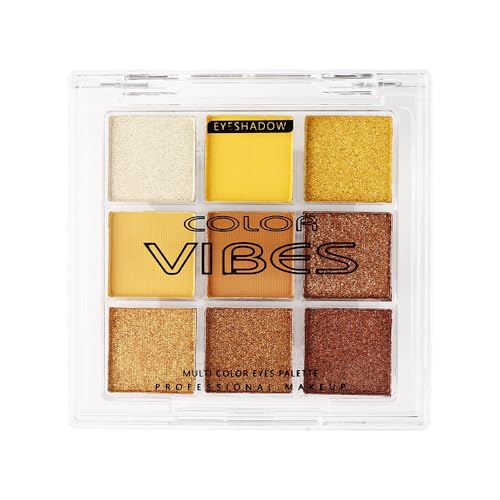 GL-Turelifes Lidschatten-Palette in 9 Farben, matt und perlschwarz, Smoky Lidschatten, Make-up, silberner Glitzer, grauer Lidschatten mit Spiegel, wasserdicht (Zitrone) von GL-Turelifes