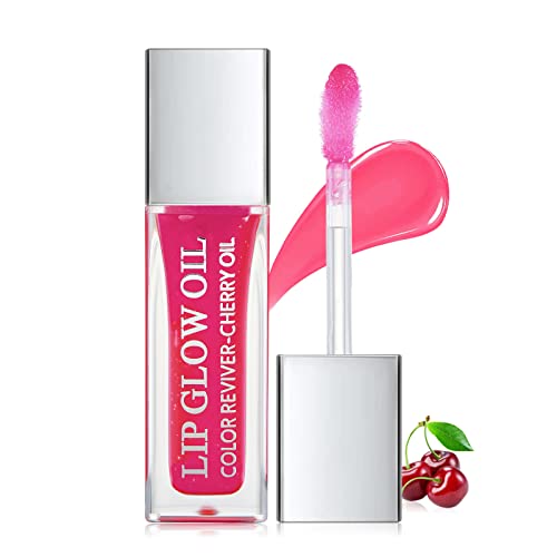 GL-Turelifes Lip Gloss Plumping Lip Oil, Hydrating Lip Gloss Getönte Lippenbalsam Lippenpflege Transparent Lip Balm, Lip Glow Oil Non-Sticky Glitter Shine Primer Lip Tint (#04 Cherry) von GL-Turelifes