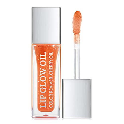 GL-Turelifes Lip Gloss Plumping Lip Oil, Hydrating Lip Gloss Getönte Lippenbalsam Lippenpflege Transparent Lip Balm, Lip Glow Oil Non-Sticky Glitter Shine Primer Lip Tint (#05 Orange) von GL-Turelifes