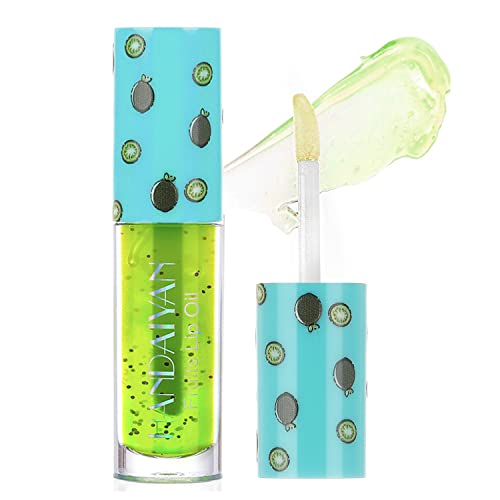 Lip Plumper Gloss Fruits Color Lippenstift, Lip Plumping Balm Clear Lip Gloss Lip Oil, hydratisierte Lippen, Peeling, spendet Feuchtigkeit(#1 Kiwi) von GL-Turelifes