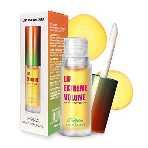 GL-Turelifes Lip Plumper Lipgloss, Ginger Mint Lip Balm Plumper Lip Extremes Volumen, Enhancer Hydrated Lips, Feuchtigkeitsspendende, Beseitigung von Trockenheitsfalten (Gelb) von GL-Turelifes