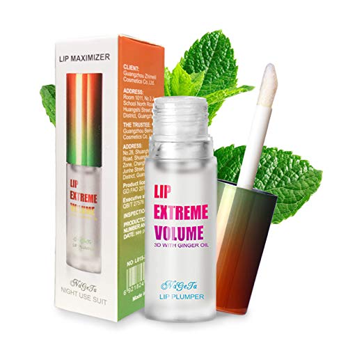 GL-Turelifes Lip Plumper Lipgloss, Ginger Mint Lip Balm Plumper Lip Extremes Volumen, Enhancer Hydrated Lips, Feuchtigkeitsspendende, Beseitigung von Trockenheitsfalten (Transparent) von GL-Turelifes