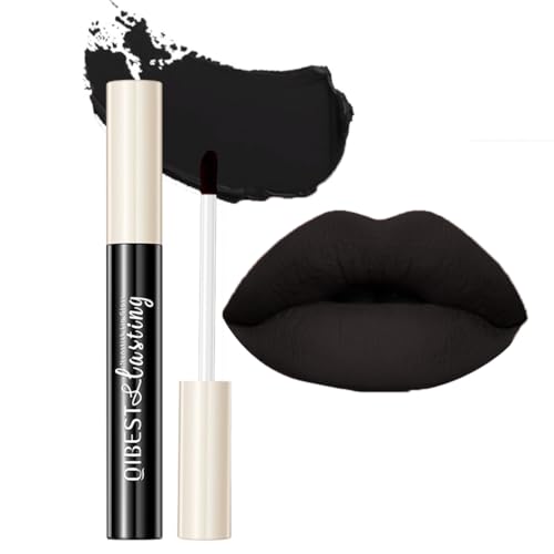 GL-Turelifes Matte Lip Gloss Weiß Grün Schwarz Lila Vampir-Lippenstift Antihaft-Becher, nicht verblassender flüssiger Lippenstift, langlebig für Halloween-Cosplay (#24 Schwarz) von GL-Turelifes