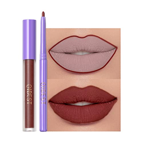 Matte Lip Liner & Lip Gloss Kit Weiß Grün Schwarz Lila Vampir-Lippenstift Antihaft-Becher, nicht verblassender flüssiger Lippenstift, langlebig für Halloween(#5 Vampir) von GL-Turelifes