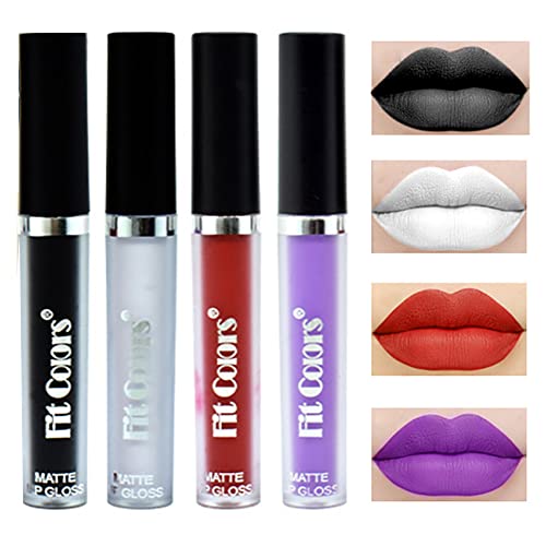 GL-Turelifes Matte Lip Liner & Lip Gloss Kit Weiß Grün Schwarz Lila Vampir-Lippenstift Antihaft-Becher, nicht verblassender flüssiger Lippenstift, langlebig für Halloween-Cosplay von GL-Turelifes