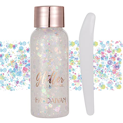 GL-Turelifes Mermaid Pailletten Chunky Glitter Liquid Lidschatten Glitter Body Gel Festival Glitter Kosmetik Gesicht Haar Nägel Make-up Long Lasting Sparkling 30 g (#101 Buntes Weiß) von GL-Turelifes