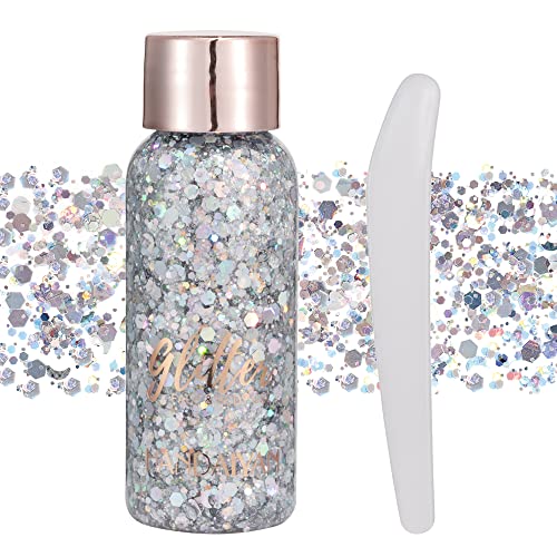 GL-Turelifes Mermaid Pailletten Chunky Glitter Liquid Lidschatten Glitter Body Gel Festival Glitter Kosmetik Gesicht Haar Nägel Make-up Long Lasting Sparkling 30 g (#102 Silber) von GL-Turelifes