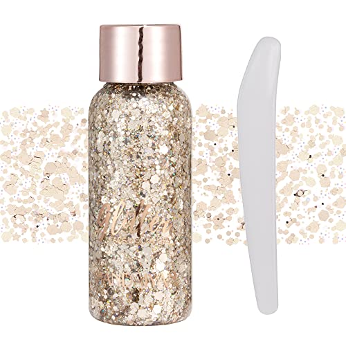 GL-Turelifes Mermaid Pailletten Chunky Glitter Liquid Lidschatten Glitter Body Gel Festival Glitter Kosmetik Gesicht Haar Nägel Make-up Long Lasting Sparkling 30 g (#103 Champagner) von GL-Turelifes