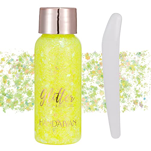 GL-Turelifes Mermaid Pailletten Chunky Glitter Liquid Lidschatten Glitter Body Gel Festival Glitter Kosmetik Gesicht Haar Nägel Make-up Long Lasting Sparkling 30 g (#105 Yellow) von GL-Turelifes