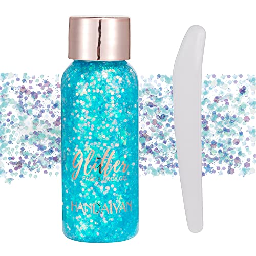 GL-Turelifes Mermaid Pailletten Chunky Glitter Liquid Lidschatten Glitter Body Gel Festival Glitter Kosmetik Gesicht Haar Nägel Make-up Long Lasting Sparkling 30 g (#106 Hellblau) von GL-Turelifes