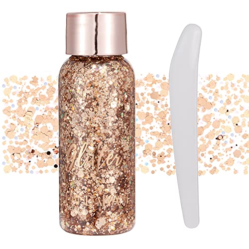 GL-Turelifes Mermaid Pailletten Chunky Glitter Liquid Lidschatten Glitter Body Gel Festival Glitter Kosmetik Gesicht Haar Nägel Make-up Long Lasting Sparkling 30 g (#107 Roségold) von GL-Turelifes