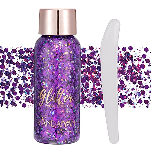 GL-Turelifes Mermaid Pailletten Chunky Glitter Liquid Lidschatten Glitter Body Gel Festival Glitter Kosmetik Gesicht Haar Nägel Make-up Long Lasting Sparkling 30 g (#108 Dunkel Lila) von GL-Turelifes