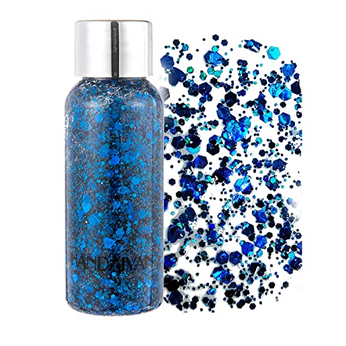 GL-Turelifes Mermaid Pailletten Chunky Glitter Liquid Lidschatten Glitter Body Gel Festival Glitter Kosmetik Gesicht Haar Nägel Make-up Long Lasting Sparkling 30 g (05# Blau) von GL-Turelifes