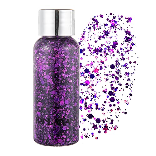 GL-Turelifes Mermaid Pailletten Chunky Glitter Liquid Lidschatten Glitter Body Gel Festival Glitter Kosmetik Gesicht Haar Nägel Make-up Long Lasting Sparkling 30 g (06# Lila) von GL-Turelifes