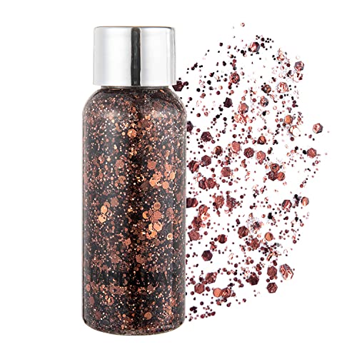 GL-Turelifes Mermaid Pailletten Chunky Glitter Liquid Lidschatten Glitter Body Gel Festival Glitter Kosmetik Gesicht Haar Nägel Make-up Long Lasting Sparkling 30 g (07# Bronze) von GL-Turelifes