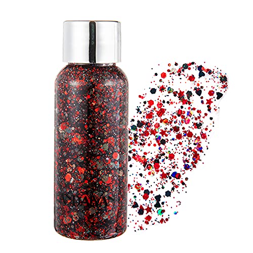 GL-Turelifes Mermaid Pailletten Chunky Glitter Liquid Lidschatten Glitter Body Gel Festival Glitter Kosmetik Gesicht Haar Nägel Make-up Long Lasting Sparkling 30 g (08# Rot) von GL-Turelifes