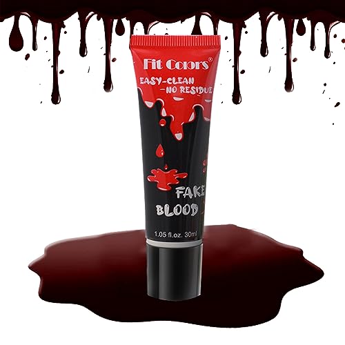 Halloween Kunstblutfarbe Make-up, gerinnter Blutschorf, Blutgel, Spezialeffekte, Wundmodellierung, SFX Make-up für Zombie, Vampir, Monster, Cosplay, Mundkleidung, Verkleiden, 30 ml(Schwarz Rot) von GL-Turelifes